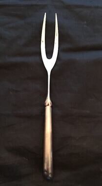 Vintage Reed &‎ Barton Large Stainless Steel Carving Fork 11.5" L Brushed Handle